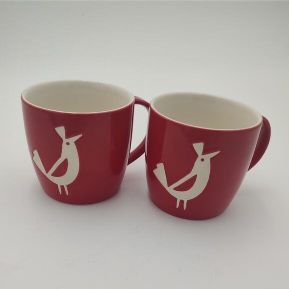 Starbucks 16 oz Ceramic Mug Set Red Partridge Bird Coffee Cups 2011 Holiday - Picture 1 of 13